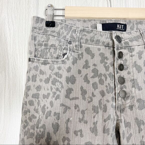 KUT From The Kloth | Connie Leopard Print High Waist Skinny Ankle Jeans Size 4 - Picture 4 of 8